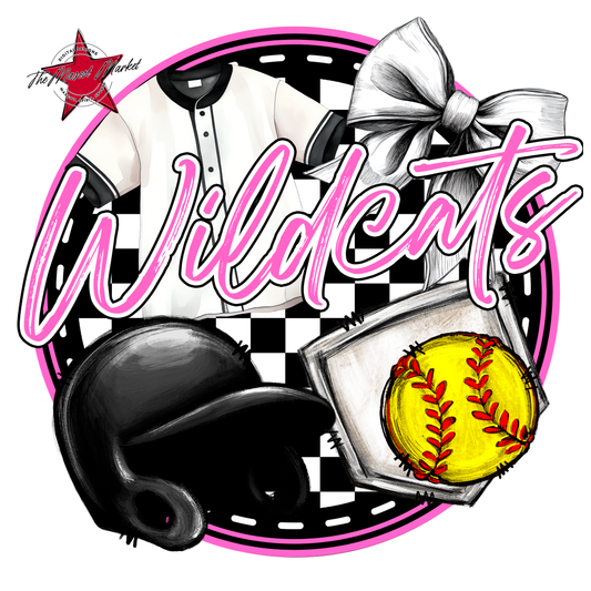 Wildcats Circle Softball Design-Baby Pink