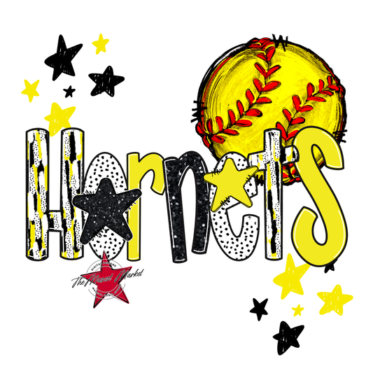 Hornets Softball Scrape-Bright Yellow