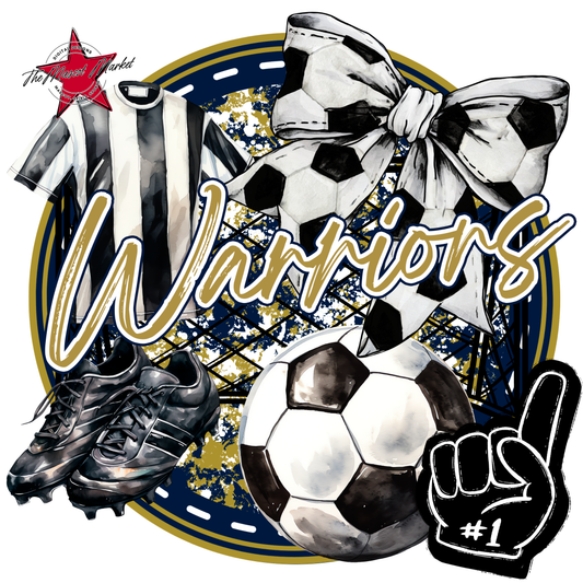 Warriors Circle Soccer Design-Navy-Gold