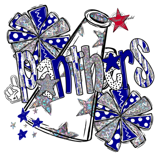 Panthers Cheer Megaphone Scrape-Blue