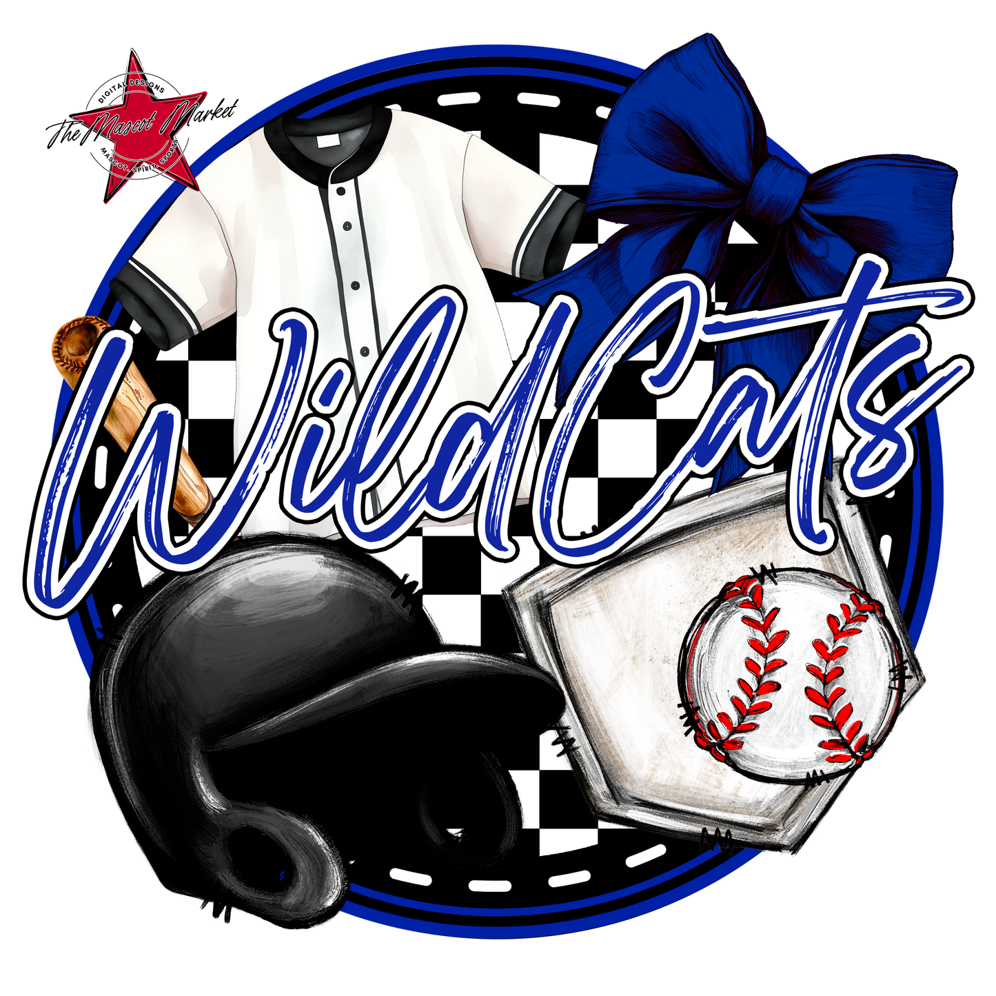 Wildcats Circle Baseball Design-Blue