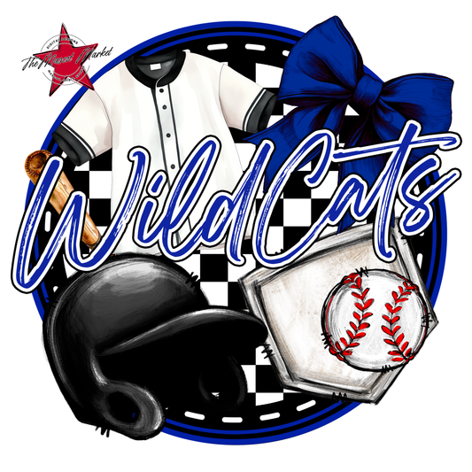 Wildcats Circle Baseball Design-Blue