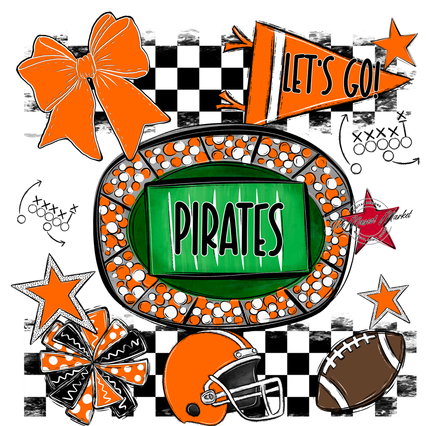 Pirates Checkers Spirit Design-Orange