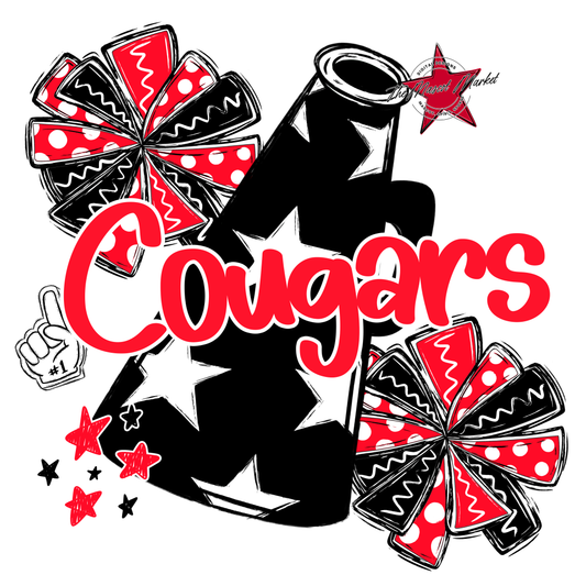 Cougars Alpha Megaphone Design-Bright Red