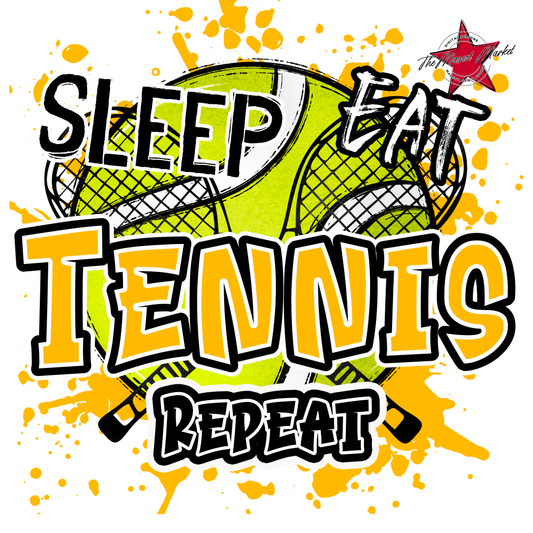 Eat Sleep Tennis Repeat-Yellow