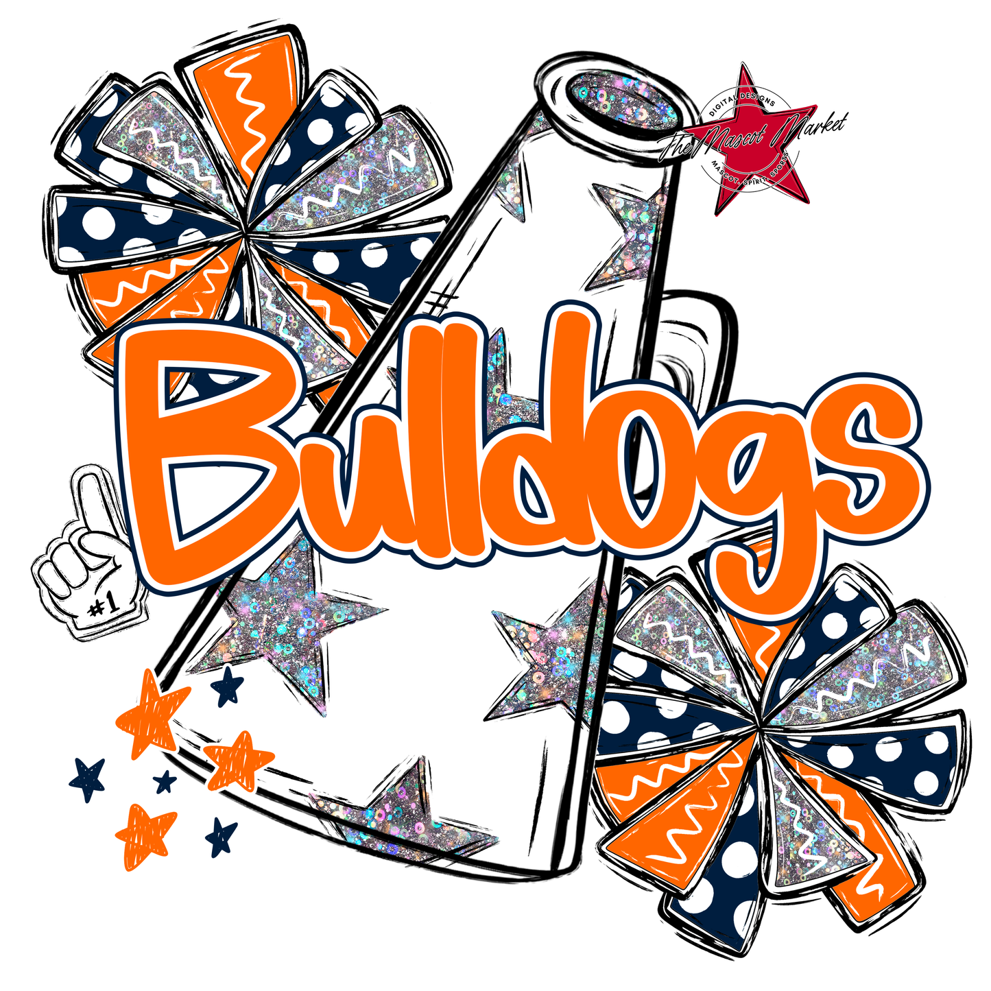 Bulldogs Alpha Megaphone Design-Navy-Orange