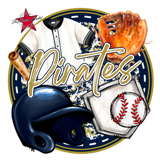 Pirates Circle Baseball Design-Navy-Gold
