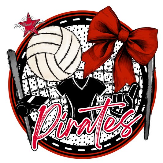 Pirates Circle Volleyball Design-Red