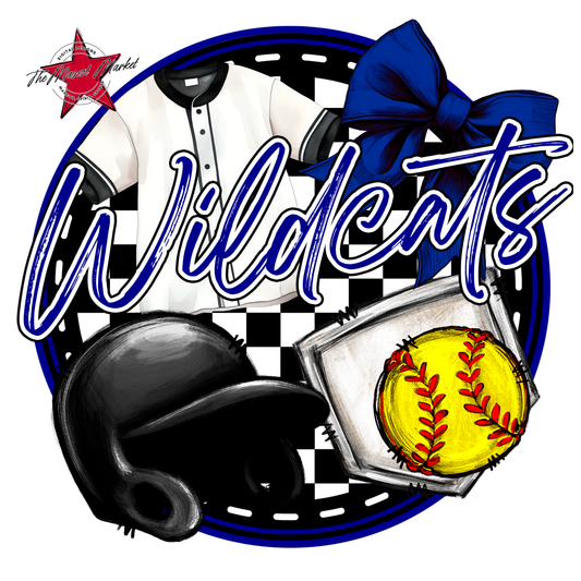 Wildcats Circle Softball Design-Blue