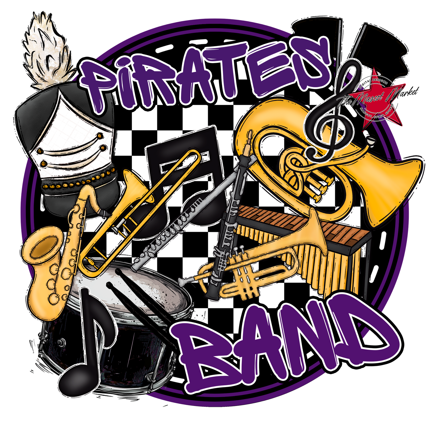 Pirates Circle Band Design-Purple
