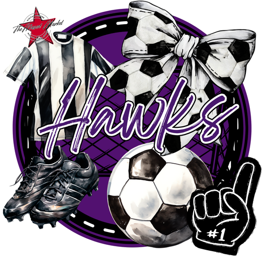 Hawks Circle Soccer Design-Purple