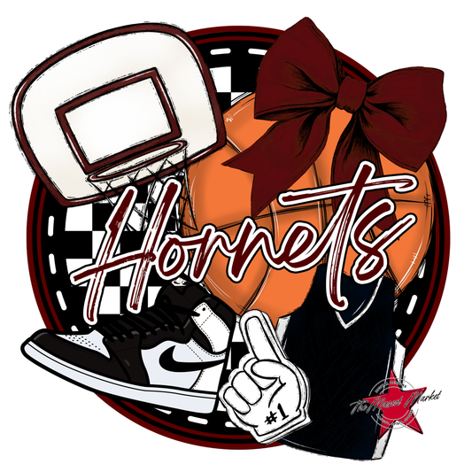 Hornets Circle Basketball Design-Maroon