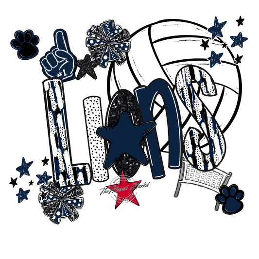 Lions Volleyball Scrape-Navy