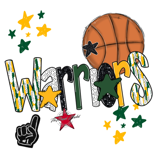 Warriors Basketball Scrape-Green-Yellow
