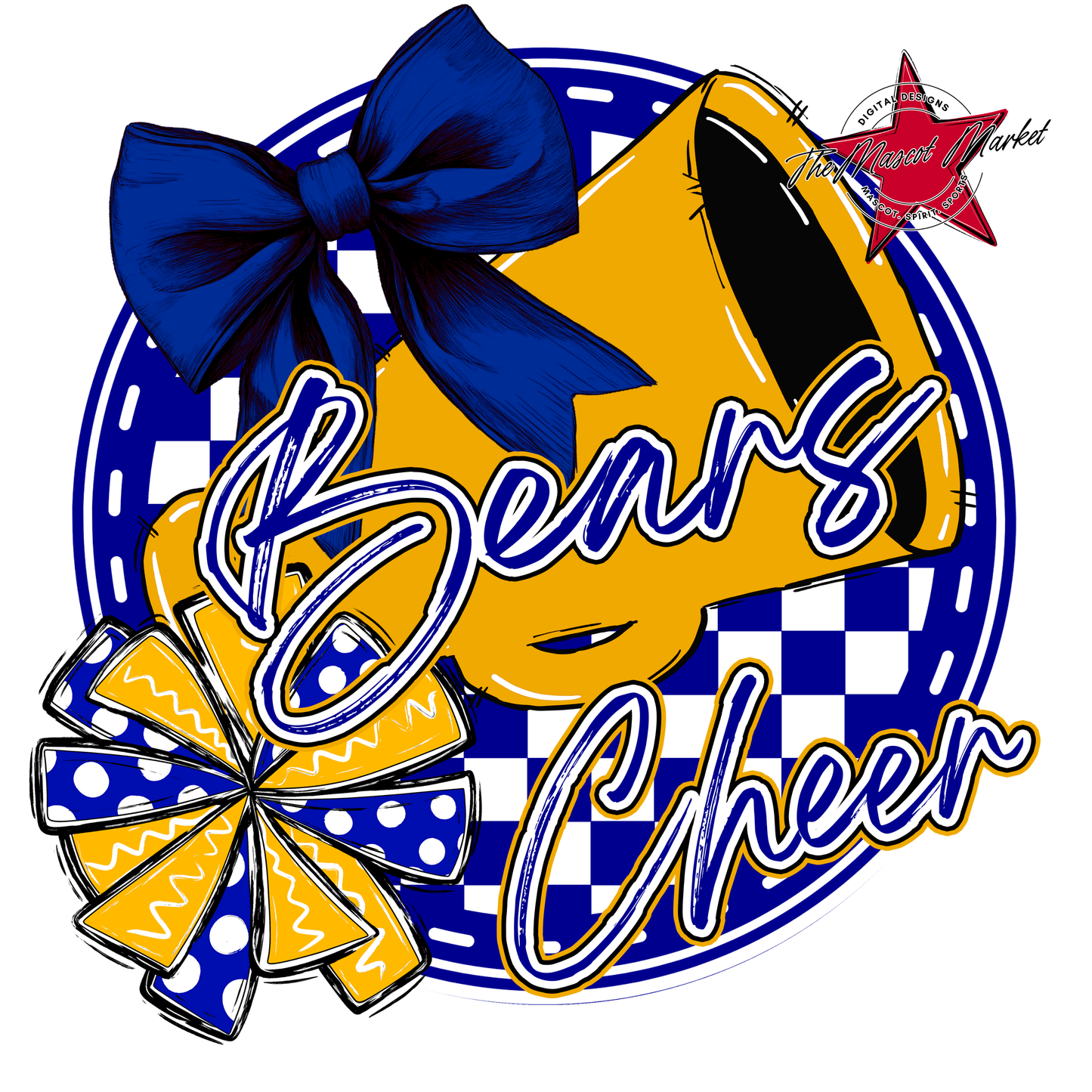 Bears Circle Cheer Design-Blue-Yellow