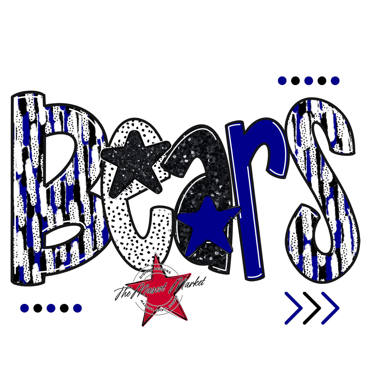 Bears Brushstroke Alpha Design-Blue