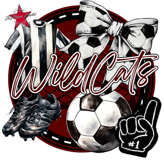 Wildcats Circle Soccer Design-Maroon