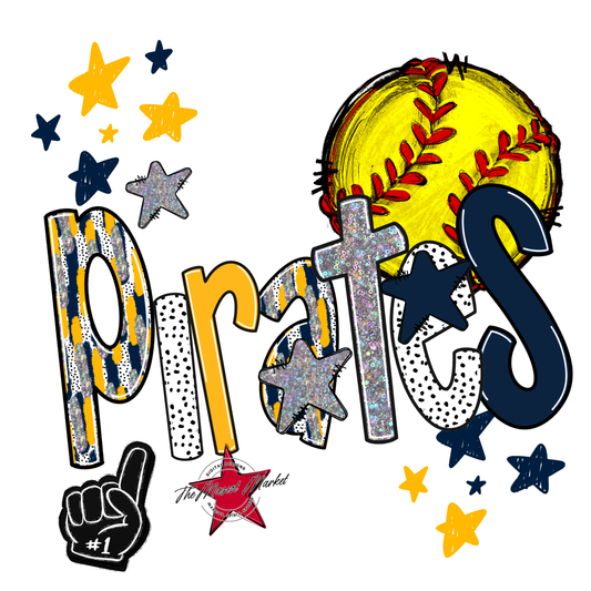 Pirates Softball Scrape-Navy-Yellow