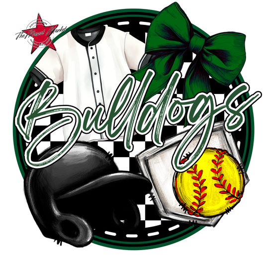 Bulldogs Circle Softball Design-Green