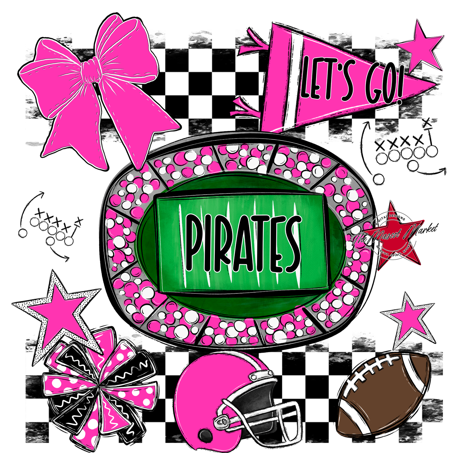 Pirates Checkers Spirit Design-Pink