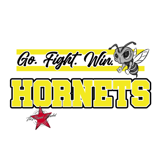 Hornets Go Fight Win Mascot Lines-Bright Yellow