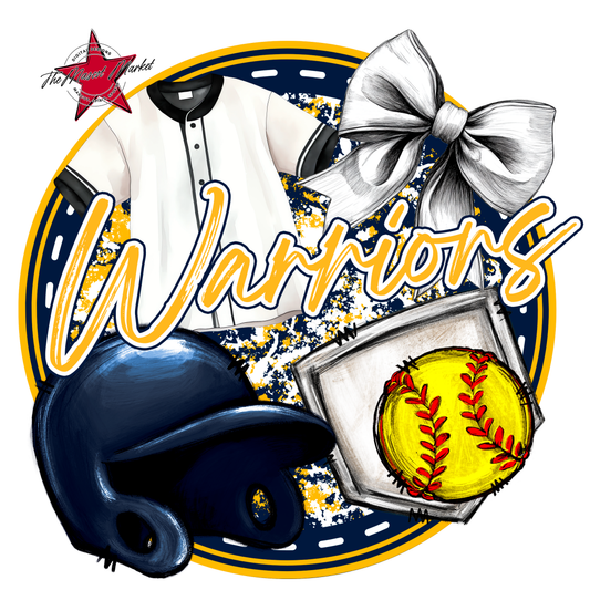 Warriors Circle Softball Design-Navy-Yellow