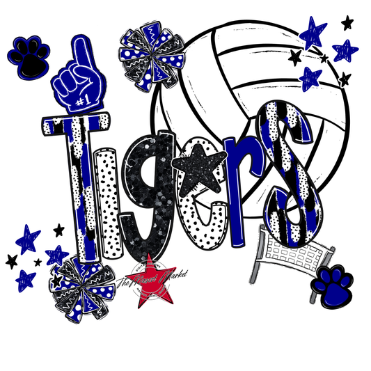 Tigers Volleyball Scrape-Blue