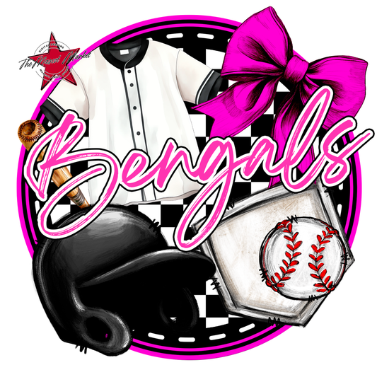 Bengals Circle Baseball Design-Pink