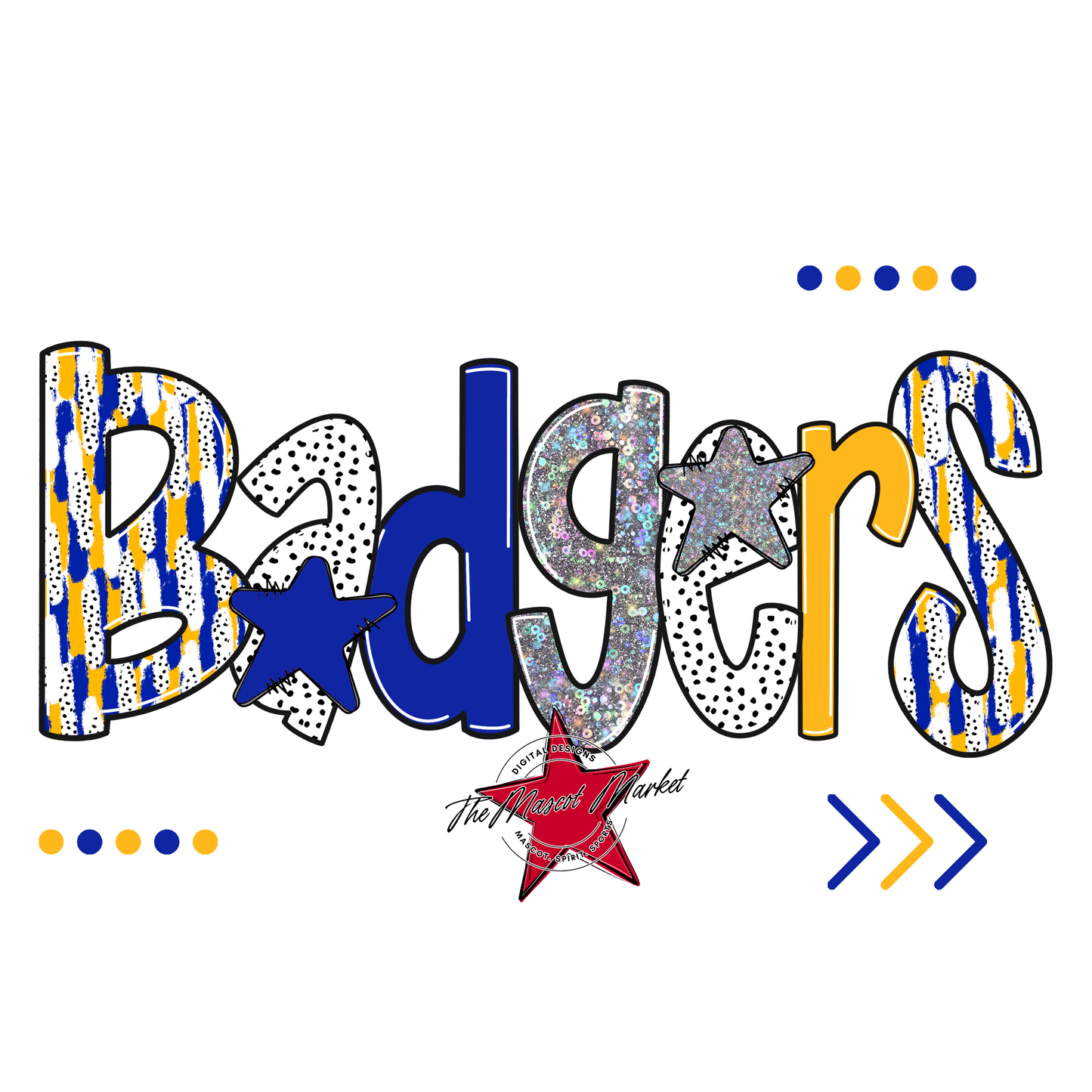 Badgers Brushstroke Alpha-Blue-Yellow-Holigraphic