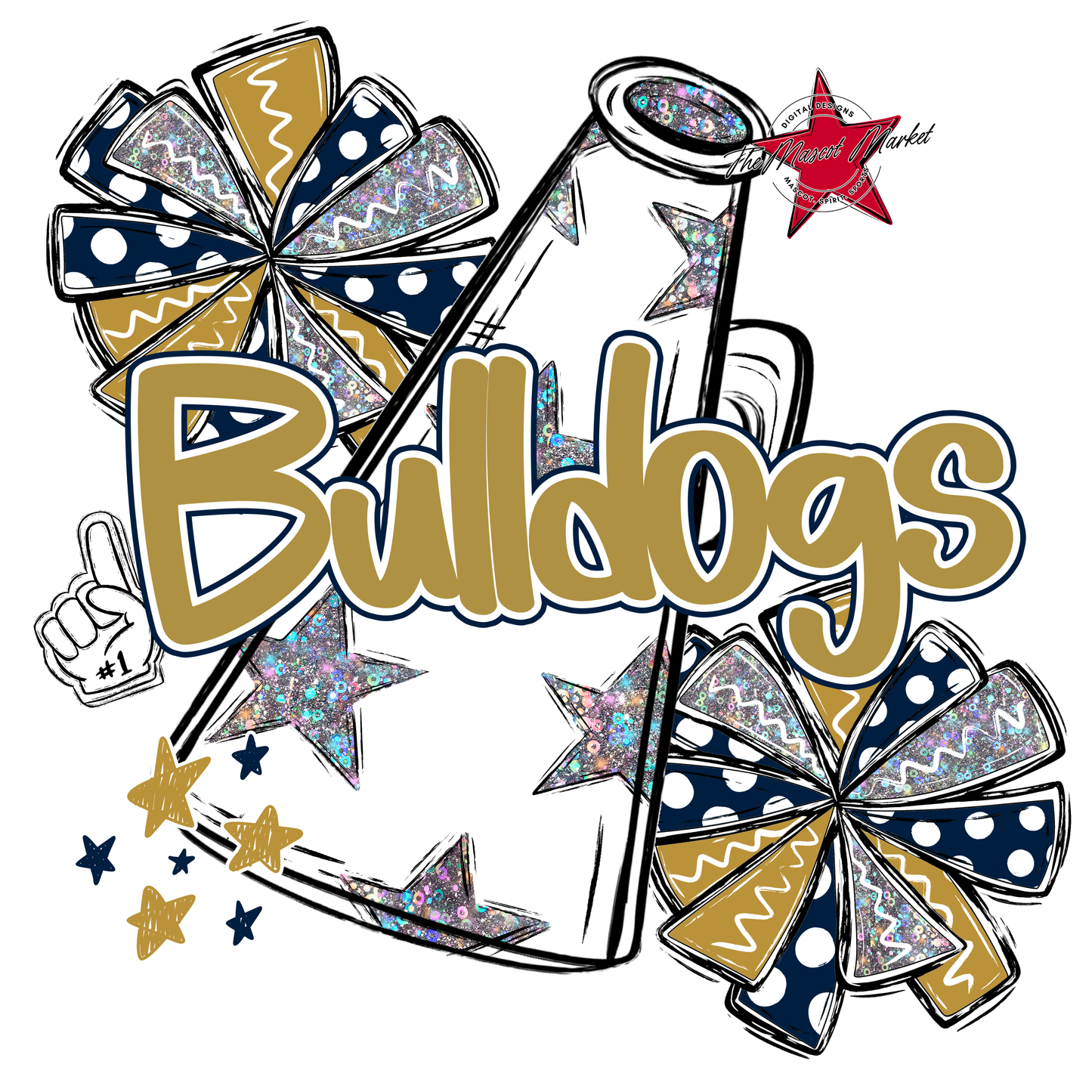 Bulldogs Alpha Megaphone Design-Navy-Gold