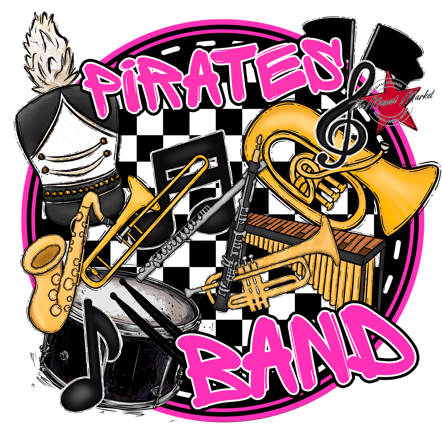 Pirates Circle Band Design-Pink