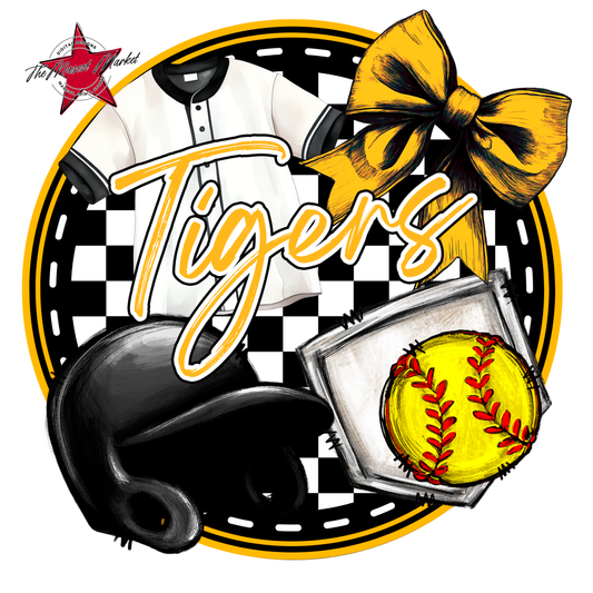 Tigers Circle Softball Design-Yellow