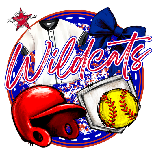 Wildcats Circle Softball Design-Blue-Red