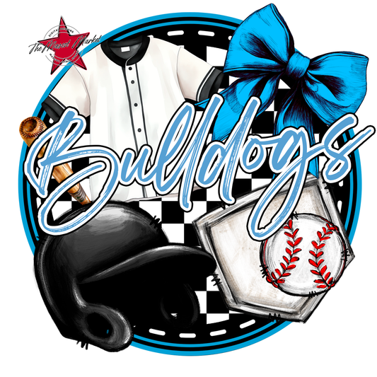 Bulldogs Circle Baseball Design-Carolina Blue