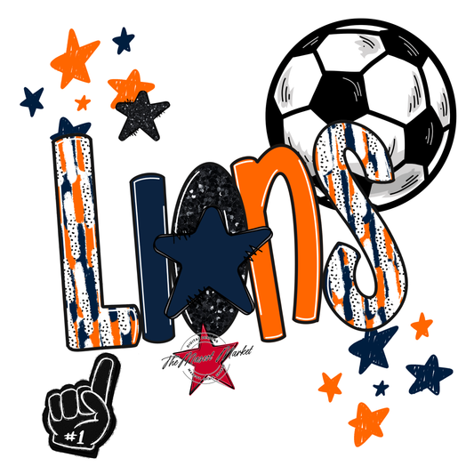 Lions Soccer Scrape-Navy-Orange