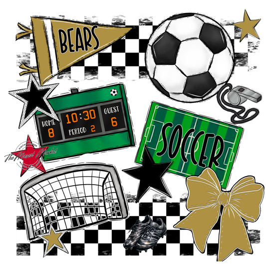 Bears Soccer Checkers Design-Gold