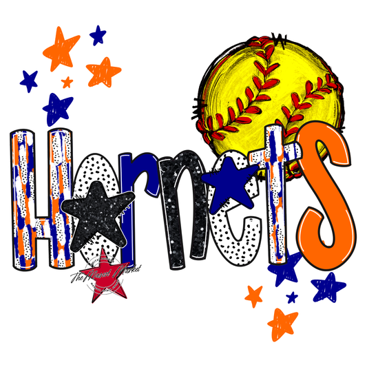 Hornets Softball Scrape-Blue-Orange