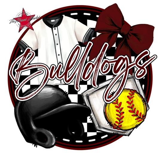 Bulldogs Circle Softball Design-Maroon