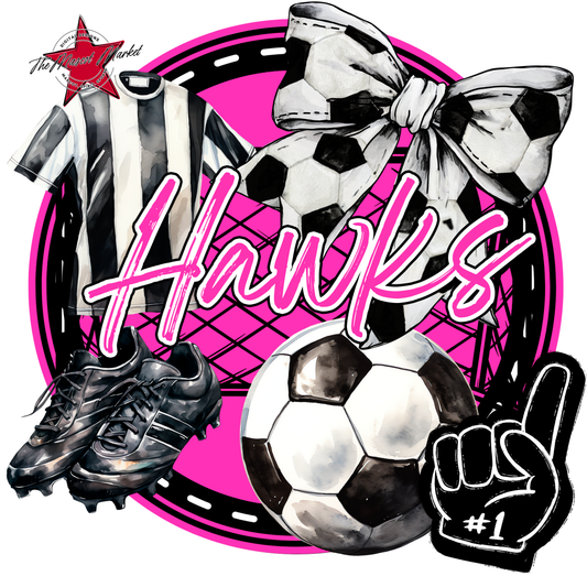 Hawks Circle Soccer Design-Pink