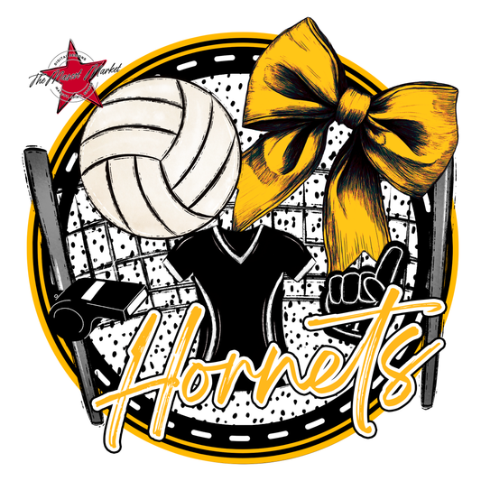 Hornets Circle Volleyball Design-Yellow