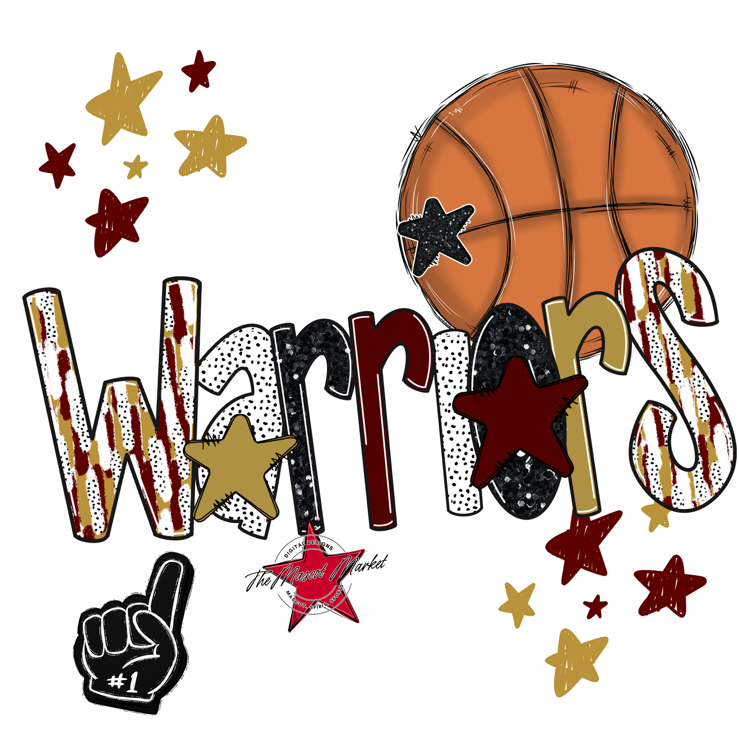 Warriors Basketball Scrape-Maroon-Gold