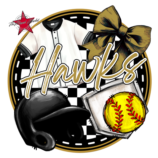 Hawks Circle Softball Design-Gold