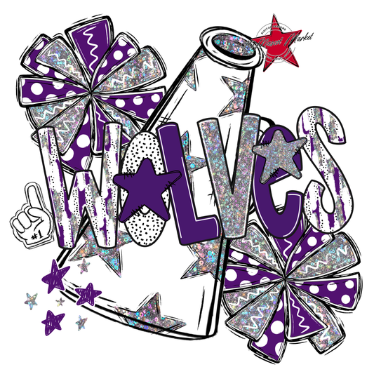 Wolves Cheer Megaphone Scrape-Purple