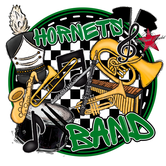 Hornets Circle Band Design-Kelly Green