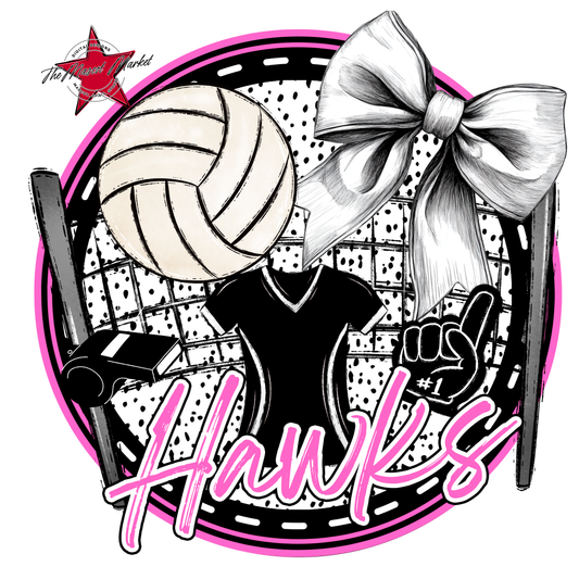 Hawks Circle Volleyball Design-Baby Pink