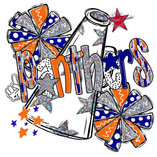 Panthers Cheer Megaphone Scrape-Blue-Orange