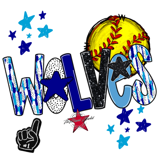 Wolves Softball Scrape-Blue-Carolina Blue