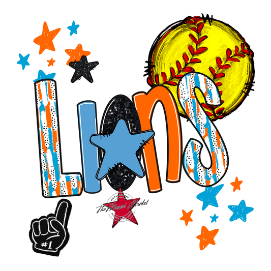 Lions Softball Scrape-Carolina Blue-Orange