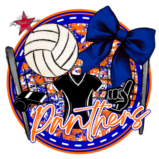 Panthers Circle Volleyball Design-Blue-Orange