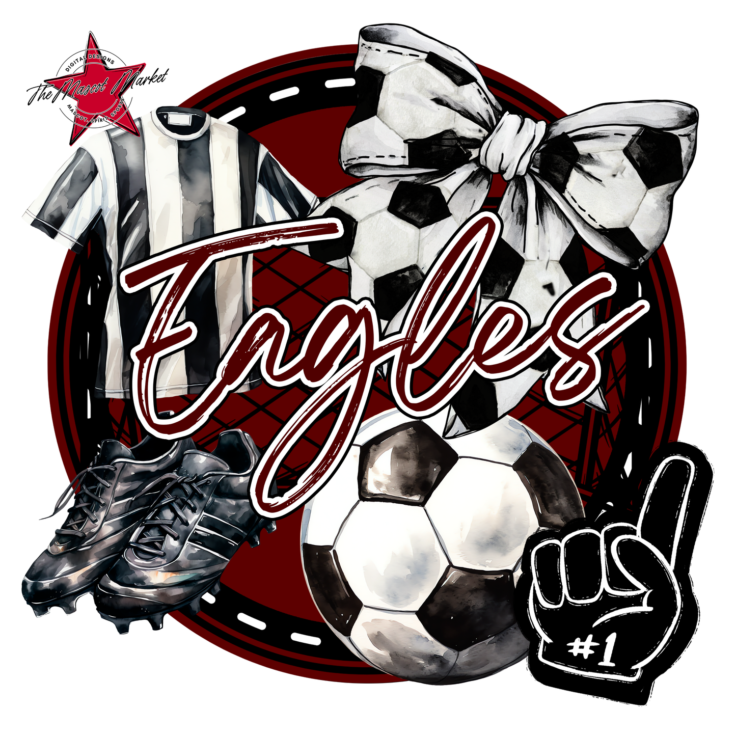 Eagles Circle Soccer Design-Maroon